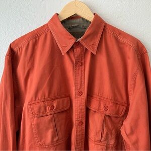 Faded Glory Men’s Large 100% Cotton Orange Button Down Long Sleeve Two Pocket